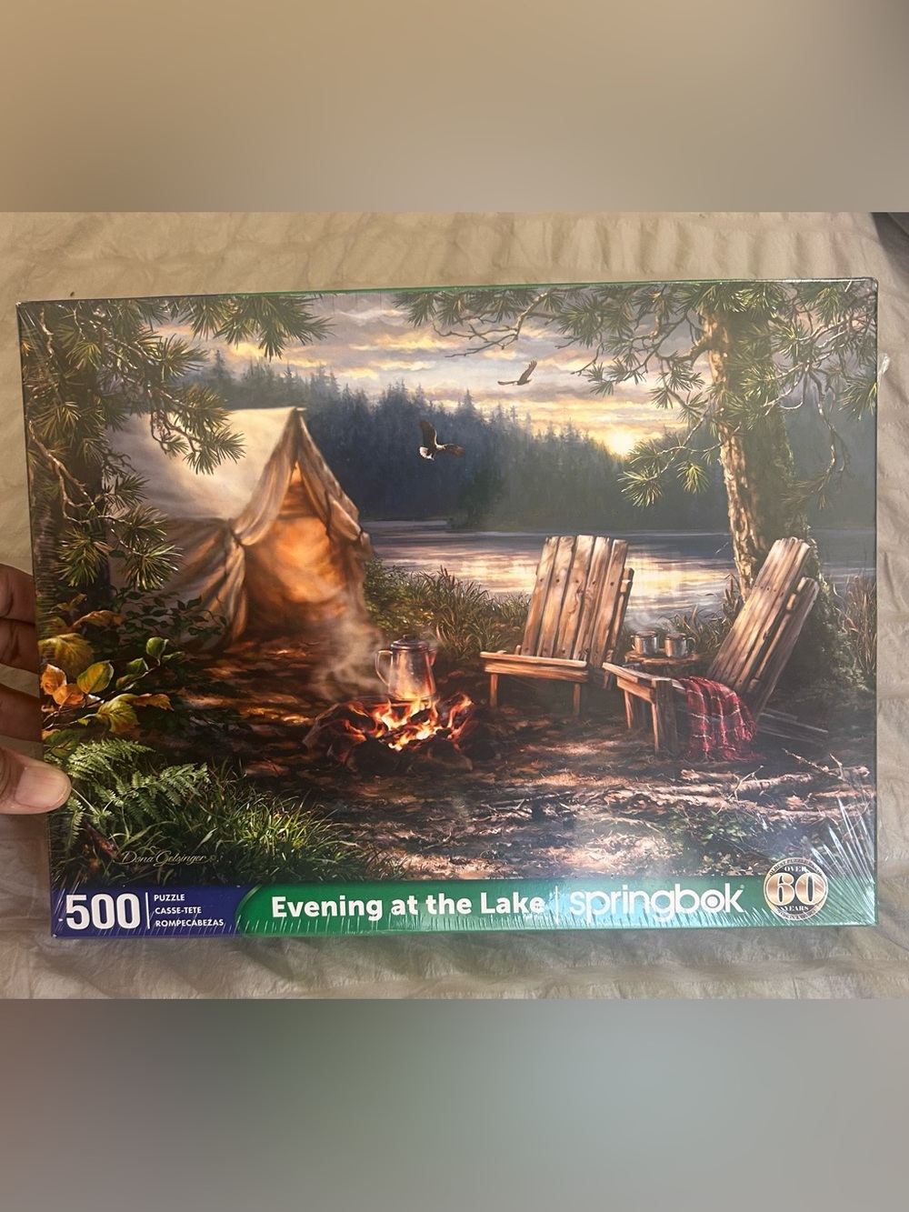 Springbok Evening at the Lake 500-Piece Jigsaw Puzzle - Scenic Brown & Green